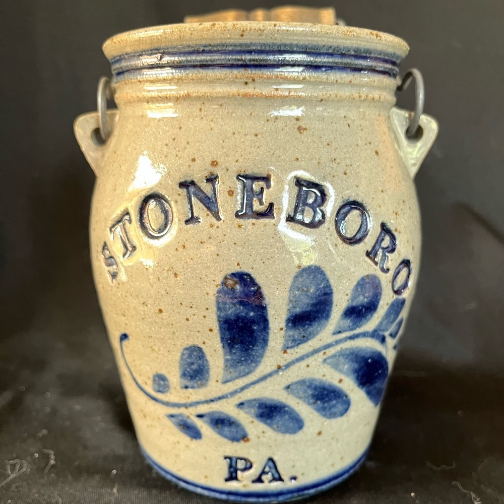 Blue and Cream Stoneware Vase